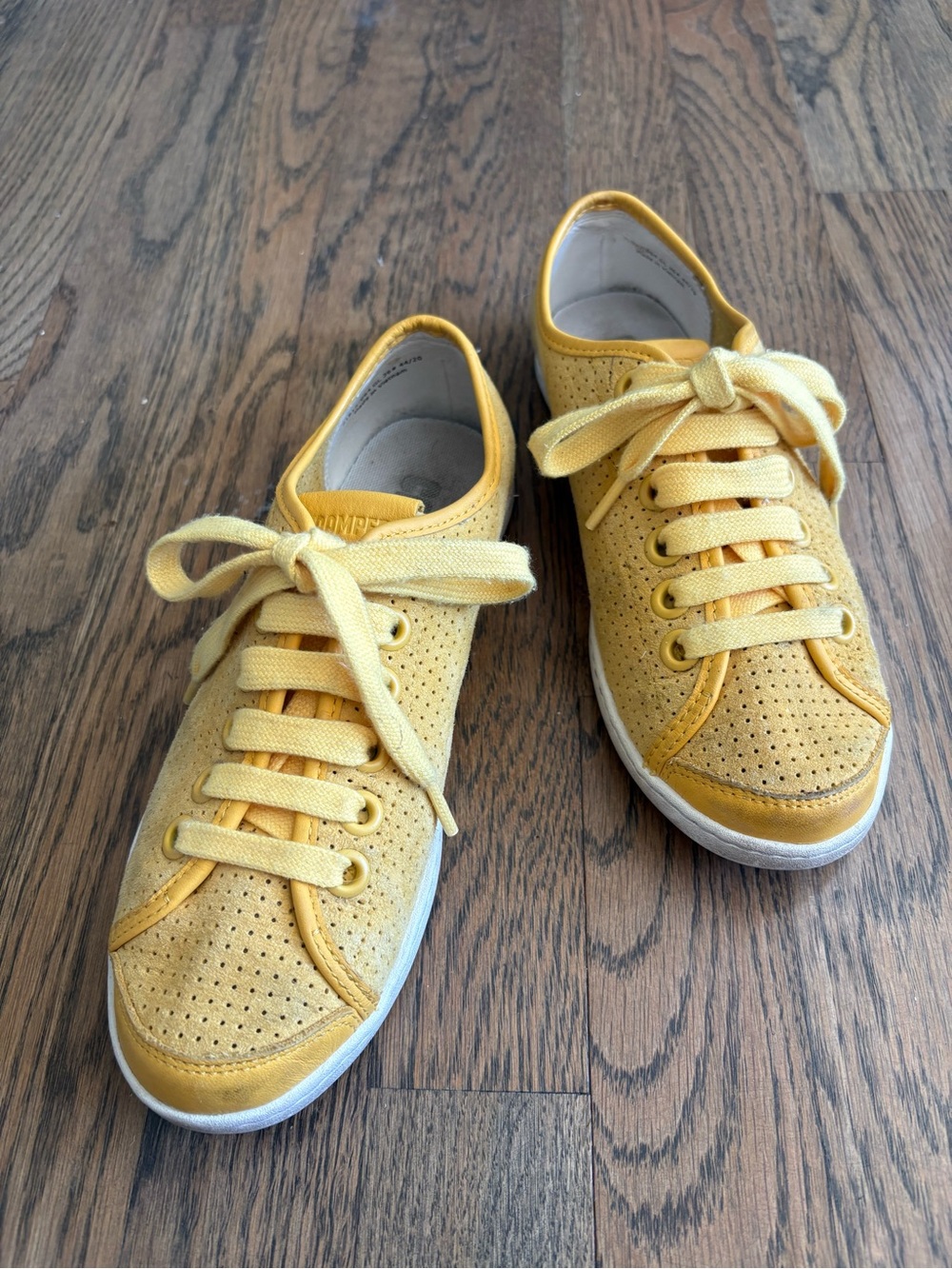 Camper Mustard Perforated Lace-Up Sneakers